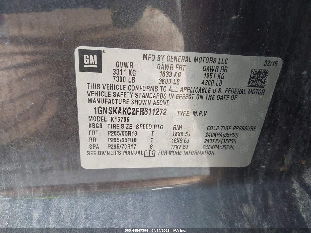 1GNSKAKC2FR611272 2015 CHEVROLET TAHOE photo no. 9