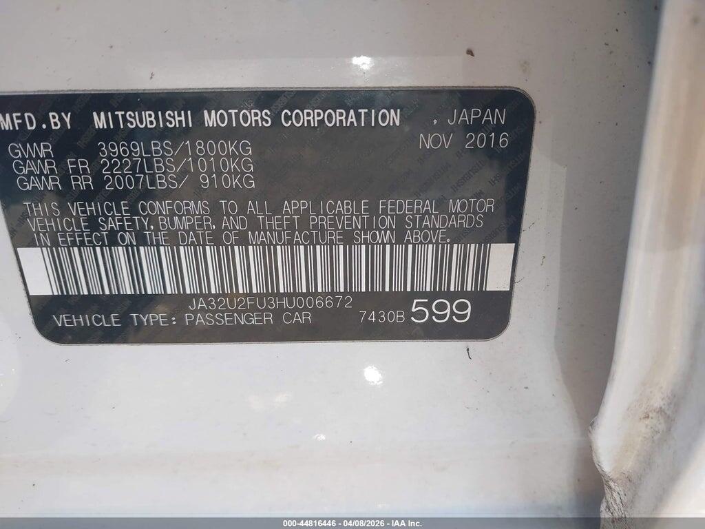 JA32U2FU3HU006672 2017 MITSUBISHI LANCER photo no. 9