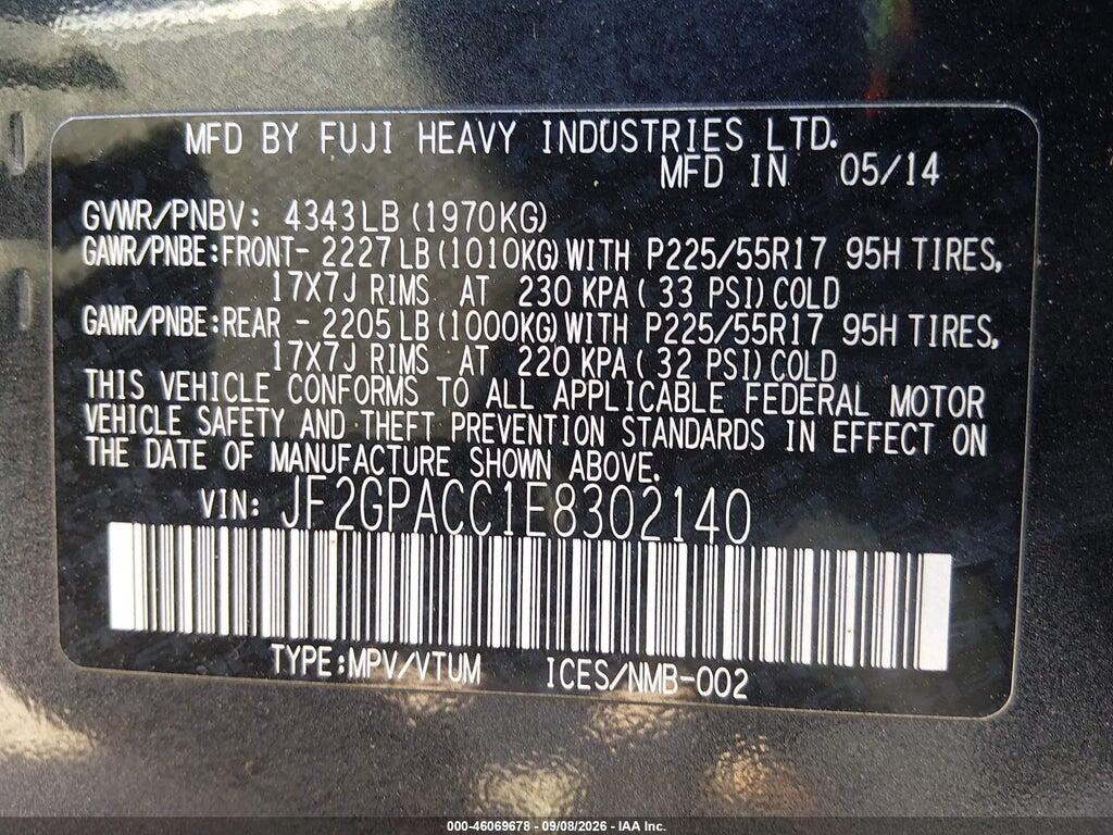 JF2GPACC1E8302140 2014 SUBARU XV CROSSTREK photo no. 9
