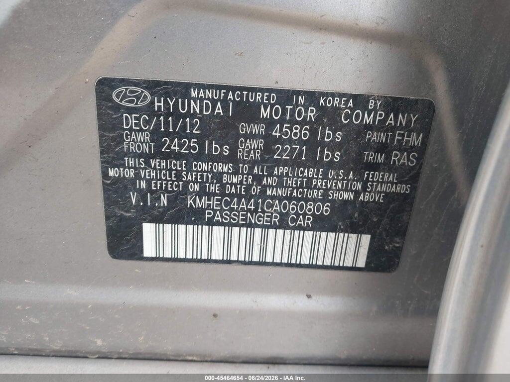 KMHEC4A41CA060806 2012 HYUNDAI SONATA HYBRID photo no. 9