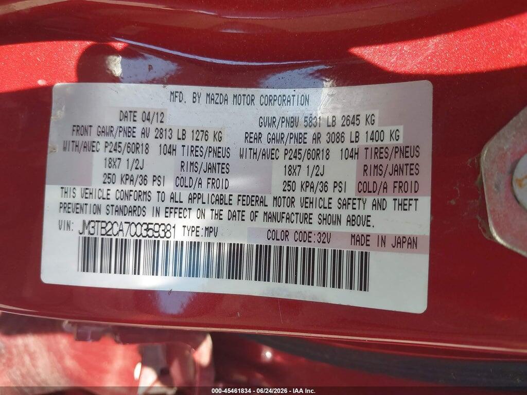 JM3TB2CA7C0359381 2012 MAZDA CX-9 photo no. 9