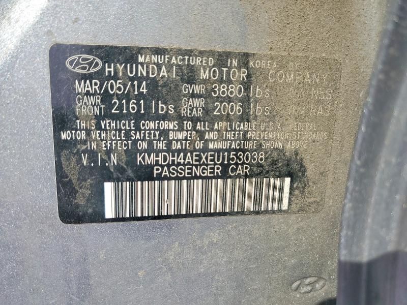 KMHDH4AEXEU153038 2014 HYUNDAI ELANTRA photo no. 12