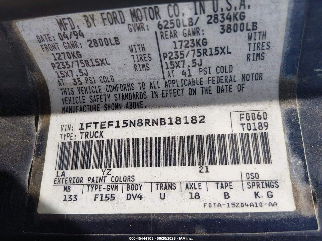 1FTEF15N8RNB18182 1994 FORD F150 photo no. 9