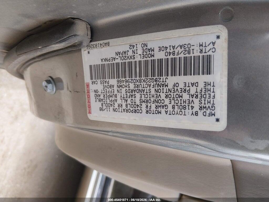 JT2BG22K8X0296466 1999 TOYOTA CAMRY photo no. 9