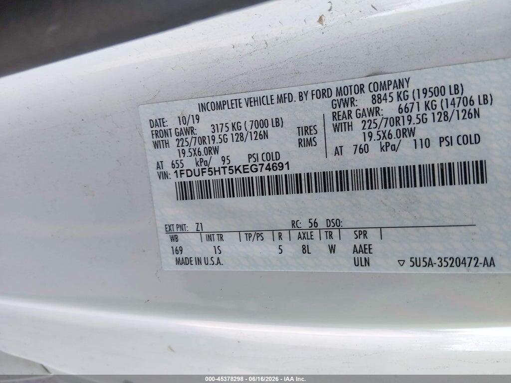 1FDUF5HT5KEG74691 2019 FORD F-550 CHASSIS photo no. 8