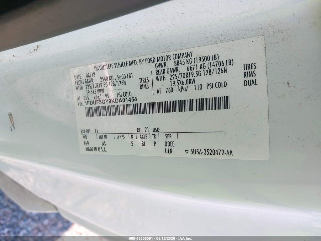 1FDUF5GY9KDA01454 2019 FORD F-550 CHASSIS photo no. 8