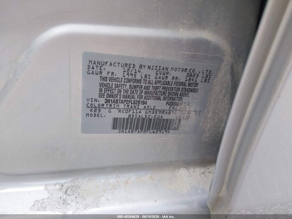 3N1AB7AP2FL629194 2015 NISSAN SENTRA photo no. 9