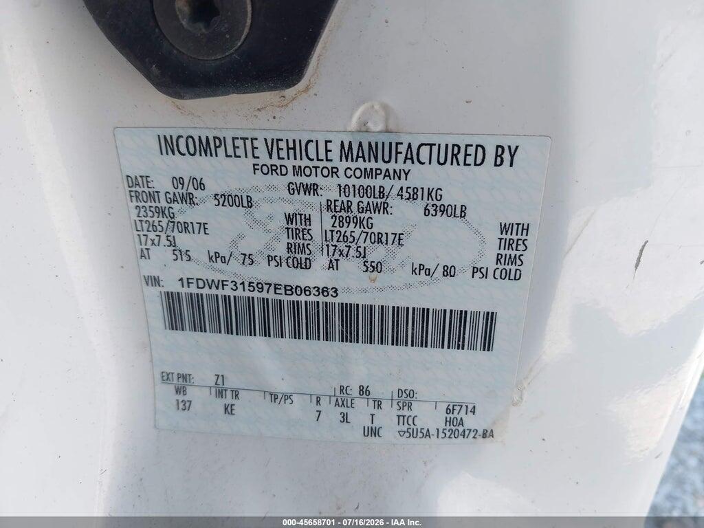 1FDWF31597EB06363 2007 FORD F-350 photo no. 8