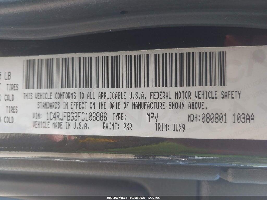 1C4RJFBG3FC106886 2015 JEEP GRAND CHEROKEE photo no. 9