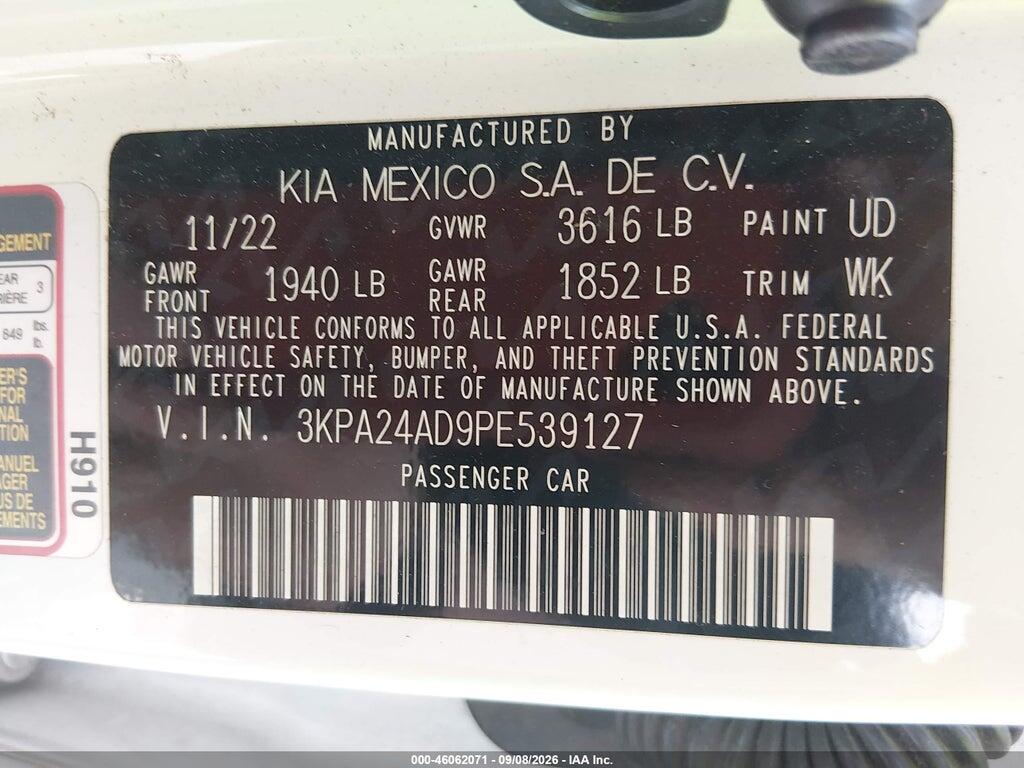 3KPA24AD9PE539127 2023 KIA RIO photo no. 9