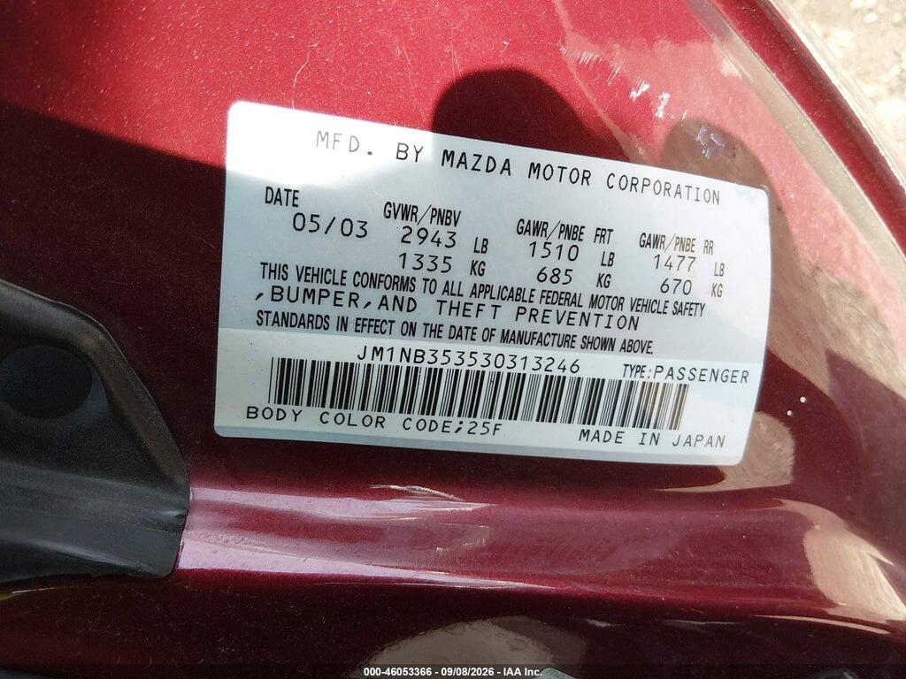JM1NB353530313246 2003 MAZDA MX-5 MIATA photo no. 9
