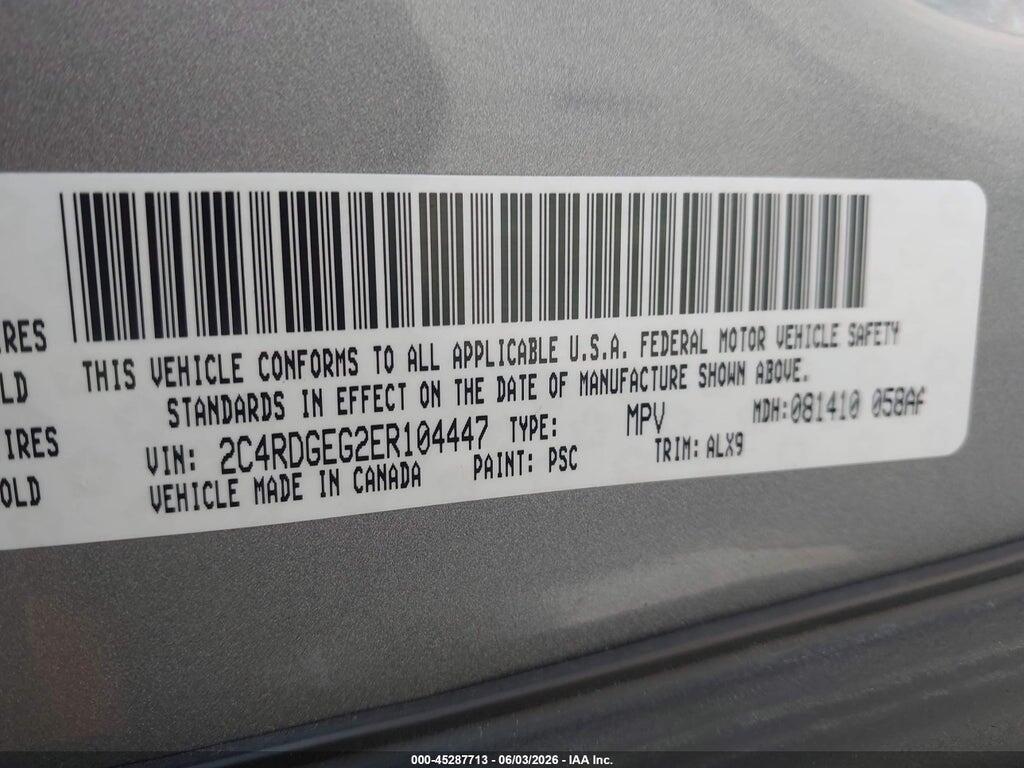2C4RDGEG2ER104447 2014 DODGE GRAND CARAVAN photo no. 9