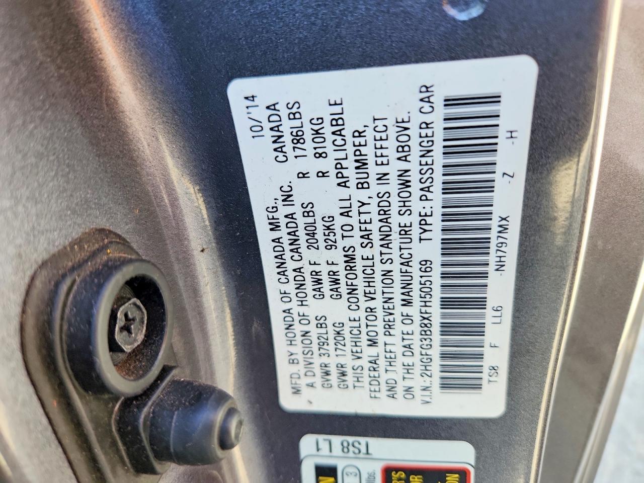 2015 HONDA CIVIC EX — Фото 13 из 13