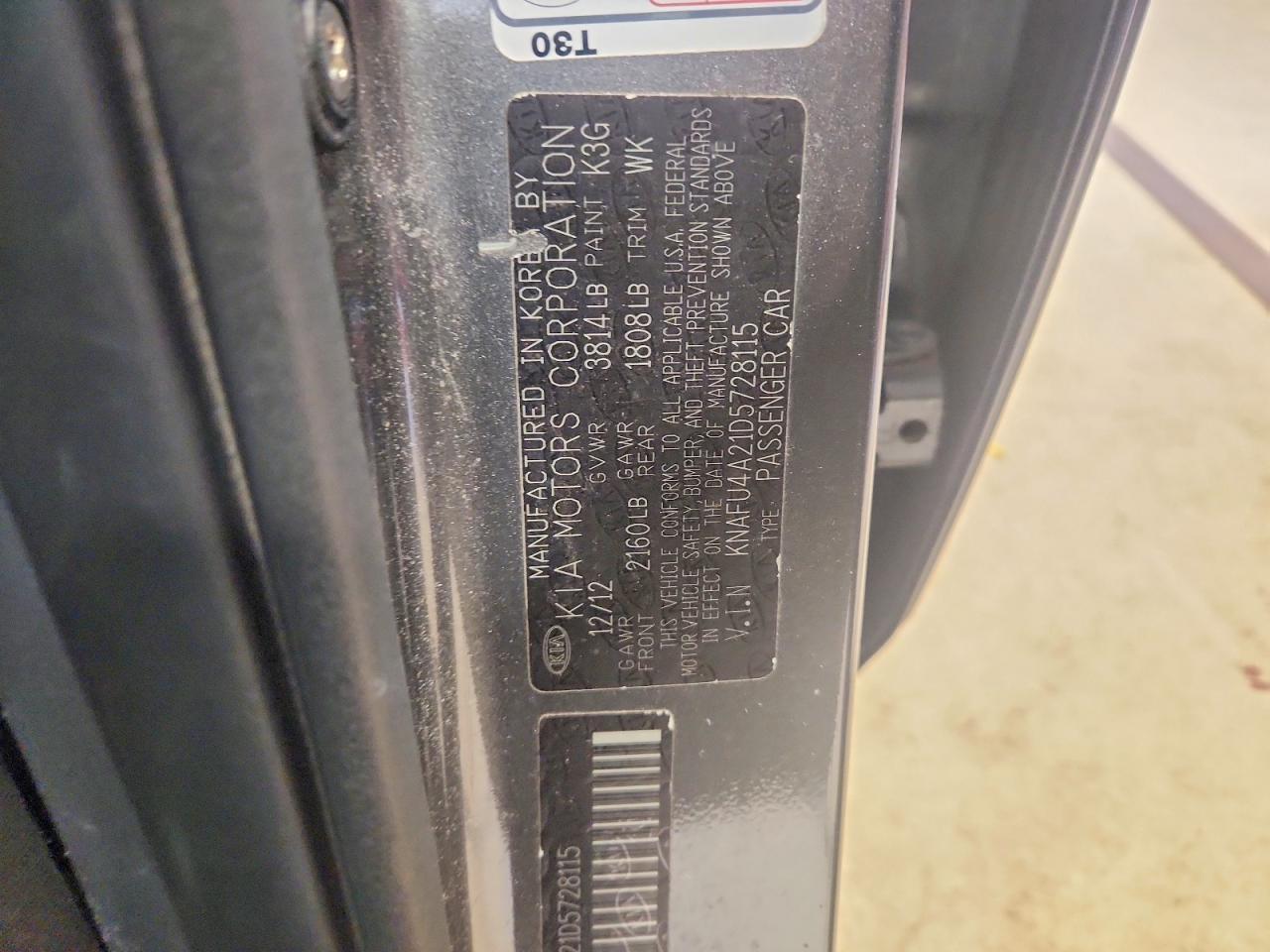 KNAFU4A21D5728115 2013 KIA FORTE photo no. 12