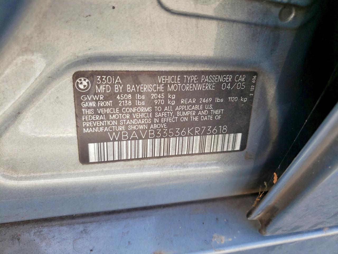 WBAVB33536KR73618 2006 BMW 330 photo no. 12