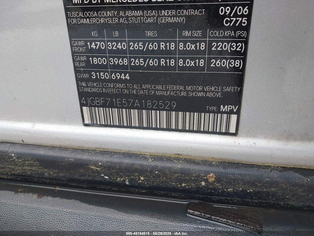 4JGBF71E57A182529 2007 MERCEDES-BENZ GL 450 photo no. 9