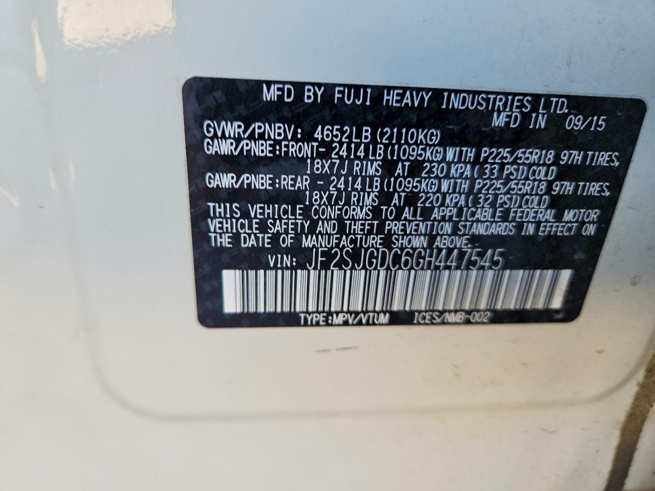2016 SUBARU FORESTER 2.0XT PREMIUM — Фото 12 из 12