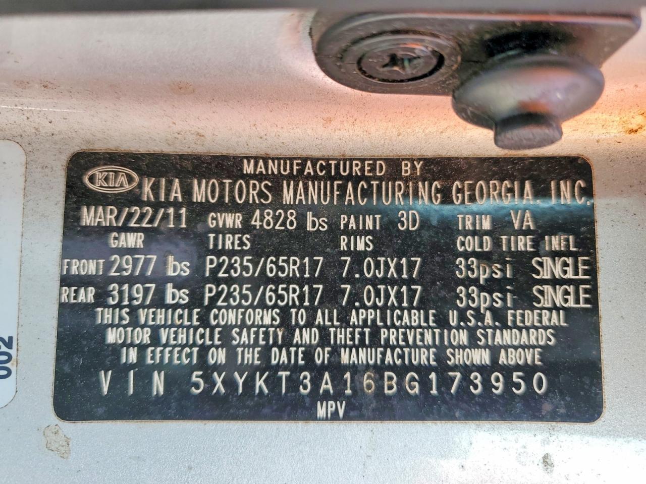 2011 KIA SORENTO LX — Фото 13 из 13
