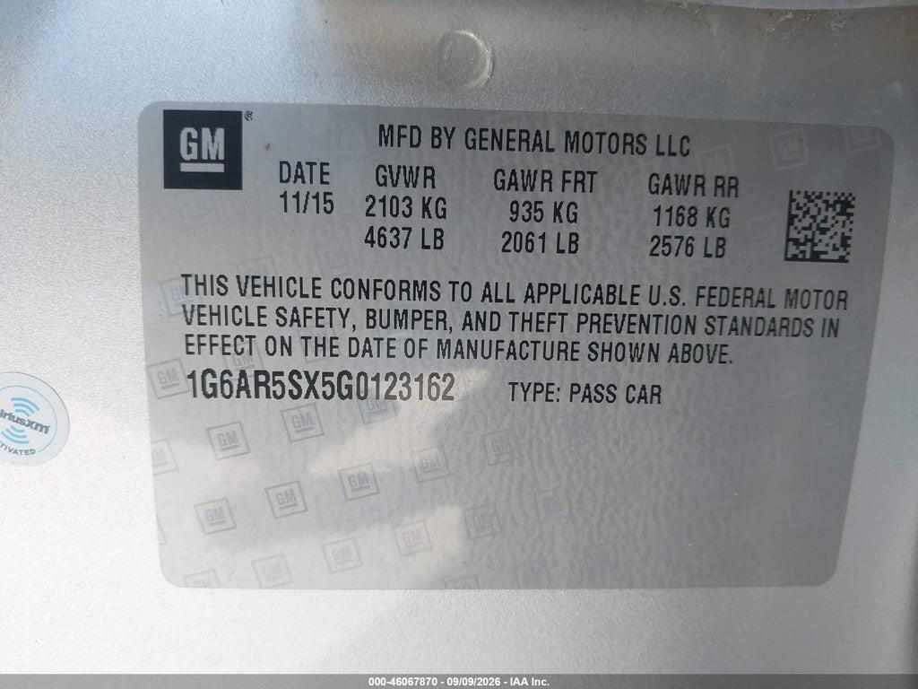 1G6AR5SX5G0123162 2016 CADILLAC CTS photo no. 9