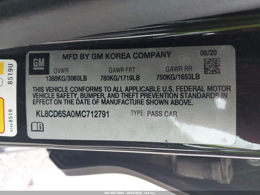 KL8CD6SA0MC712791 2021 CHEVROLET SPARK photo no. 9