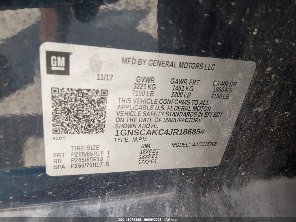 1GNSCAKC4JR186854 2018 CHEVROLET TAHOE photo no. 9