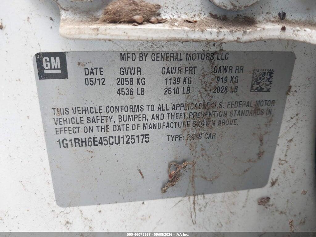 1G1RH6E45CU125175 2012 CHEVROLET VOLT photo no. 9