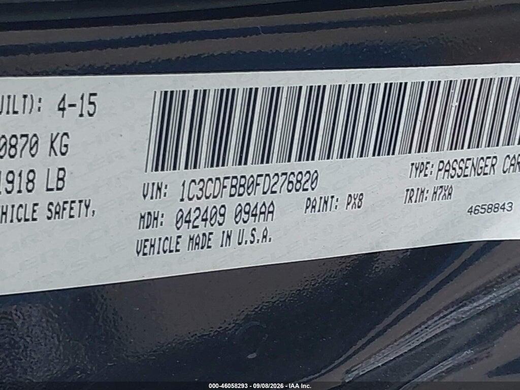 1C3CDFBB0FD276820 2015 DODGE DART photo no. 9