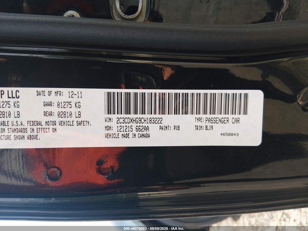2C3CDXHG9CH183222 2012 DODGE CHARGER photo no. 9