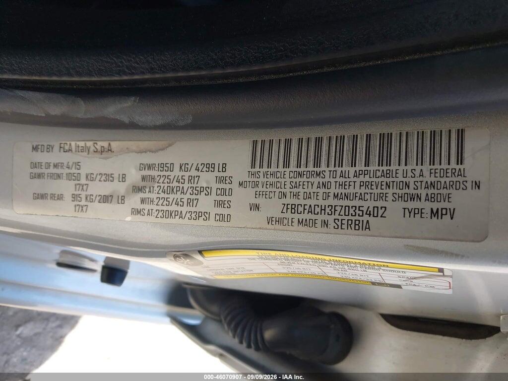 ZFBCFACH3FZ035402 2015 FIAT 500L photo no. 9