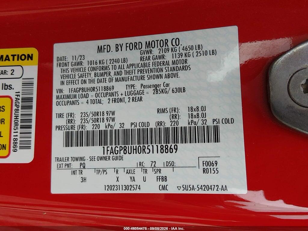 1FAGP8UH0R5118869 2024 FORD MUSTANG photo no. 9