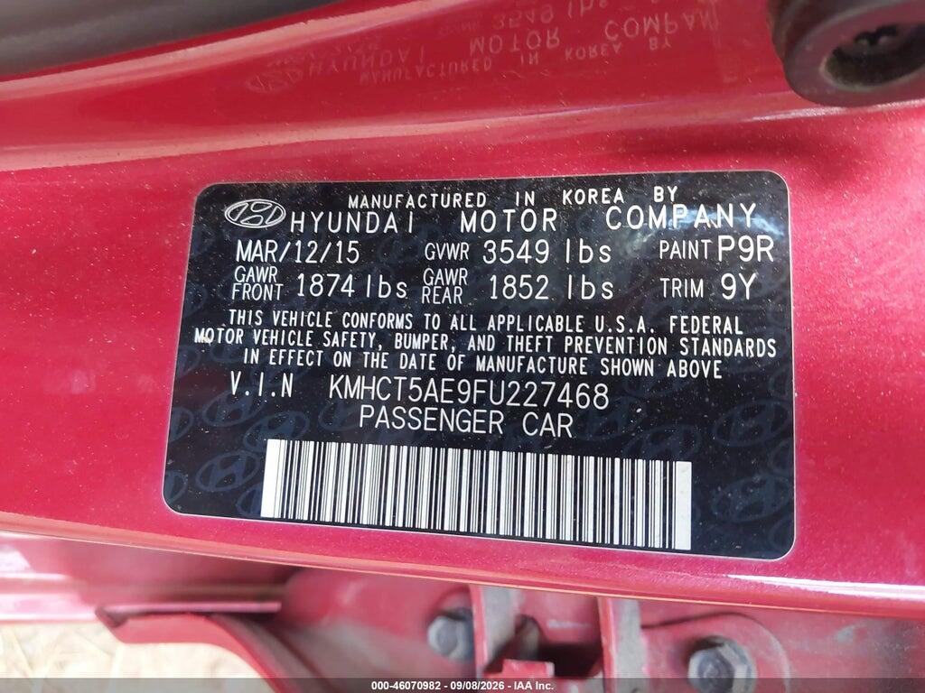 KMHCT5AE9FU227468 2015 HYUNDAI ACCENT photo no. 9