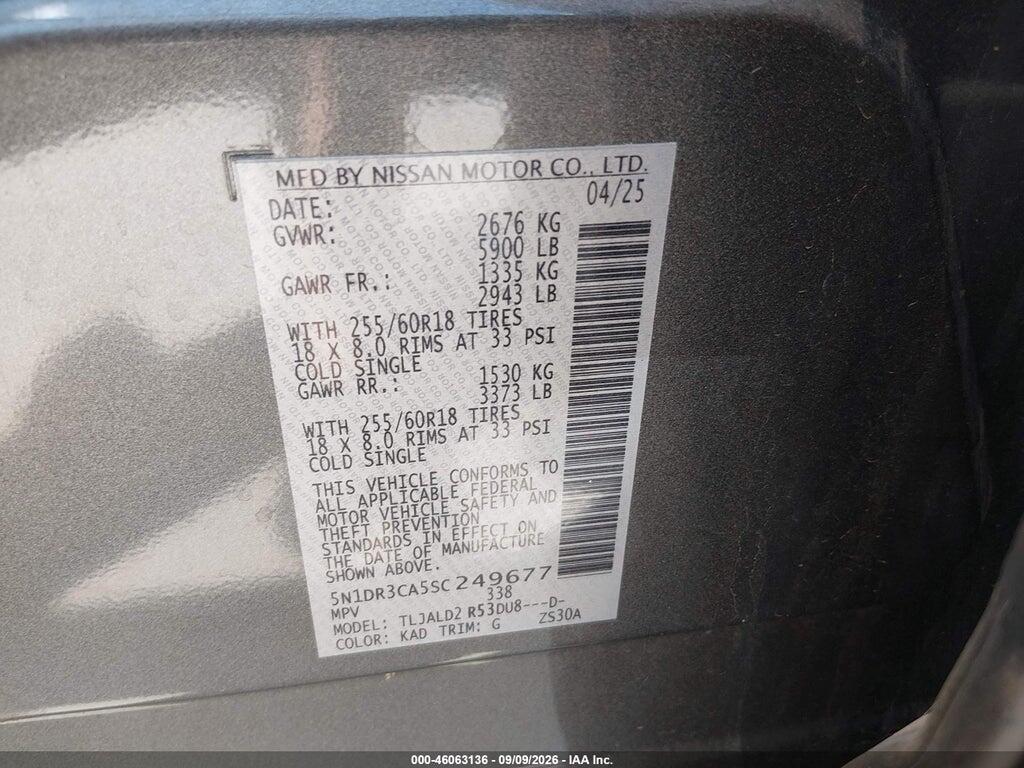 5N1DR3CA5SC249677 2025 NISSAN PATHFINDER photo no. 9