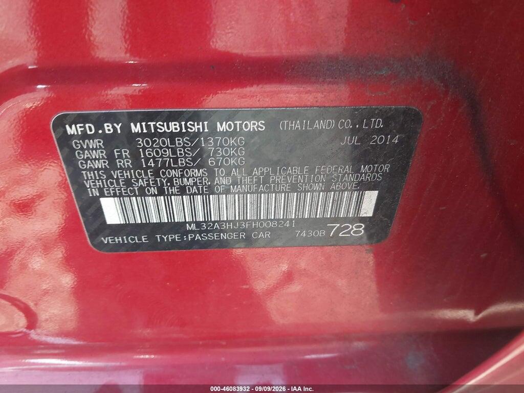 ML32A3HJ3FH008241 2015 MITSUBISHI MIRAGE photo no. 9