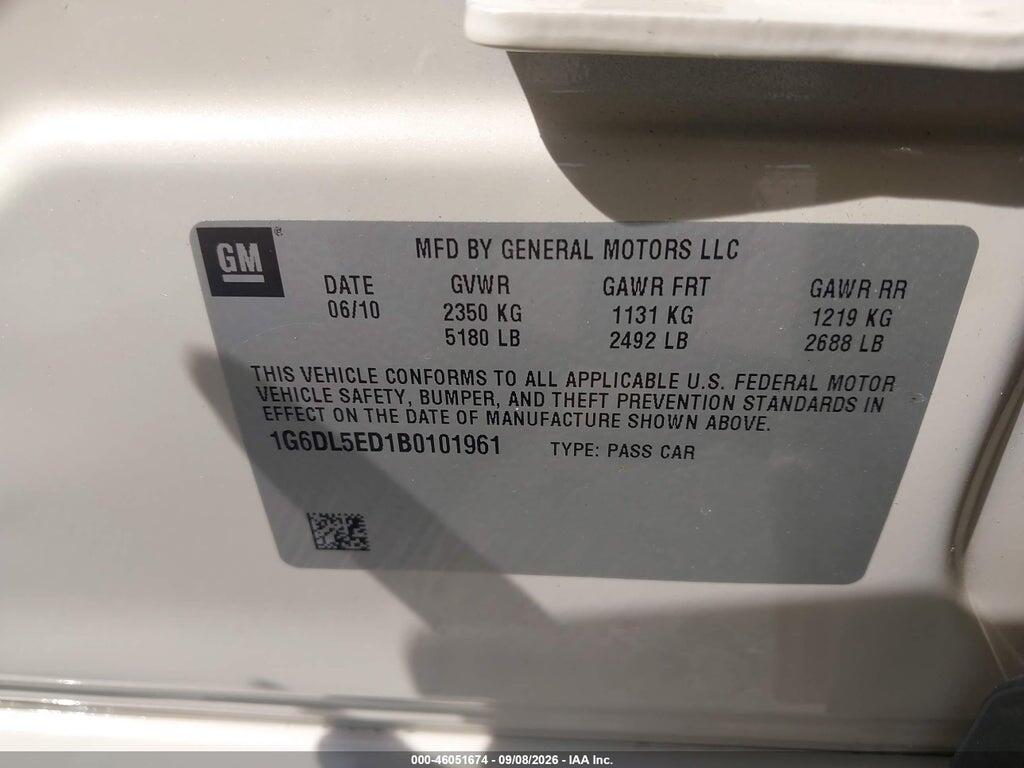 1G6DL5ED1B0101961 2011 CADILLAC CTS photo no. 9