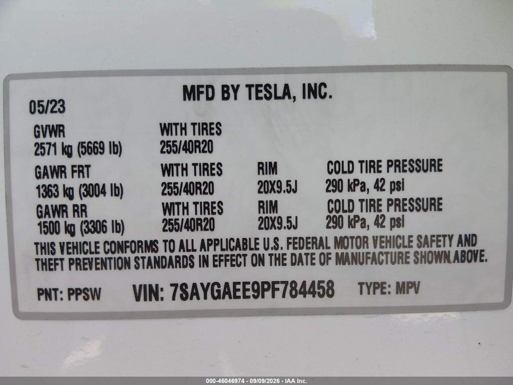 7SAYGAEE9PF784458 2023 TESLA MODEL Y photo no. 9
