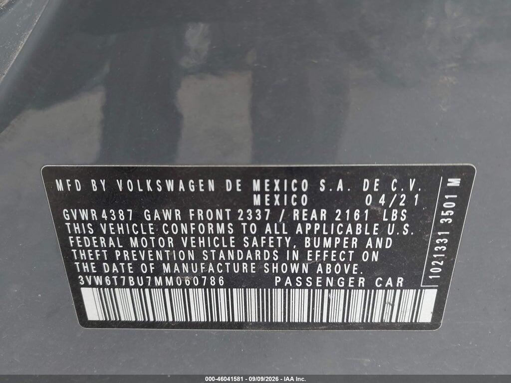 3VW6T7BU7MM060786 2021 VOLKSWAGEN JETTA GLI photo no. 9