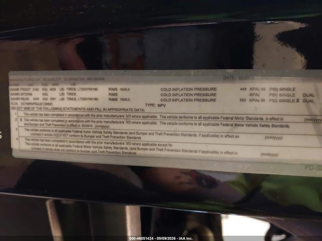 3C7WRVPG2JE129921 2018 RAM PROMASTER 2500 photo no. 9
