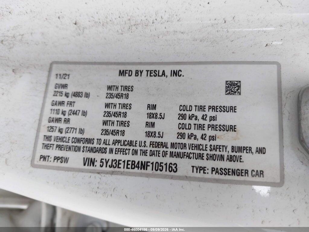 2022 TESLA MODEL 3 LONG RANGE DUAL MOTOR ALL-WHEEL DRIVE — Фото 9 из 16