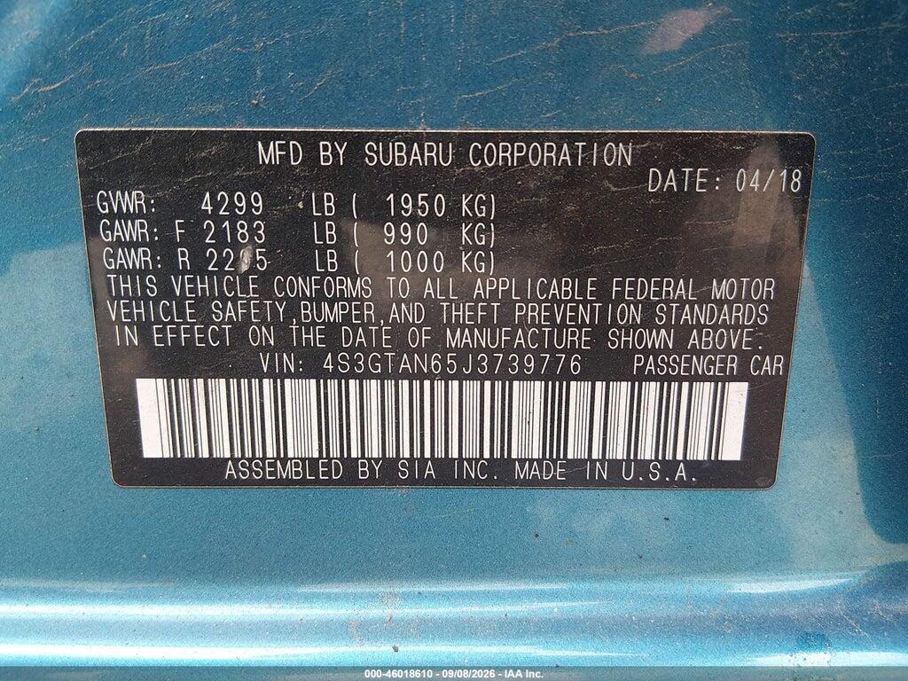 4S3GTAN65J3739776 2018 SUBARU IMPREZA photo no. 9