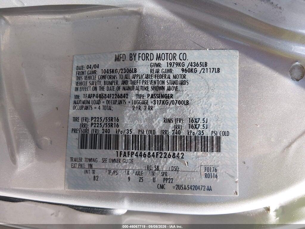 1FAFP44684F226842 2004 FORD MUSTANG photo no. 9