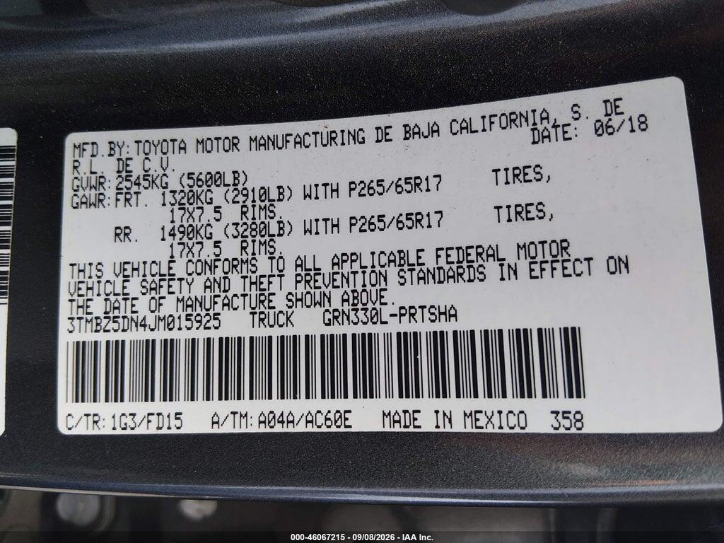 3TMBZ5DN4JM015925 2018 TOYOTA TACOMA photo no. 9