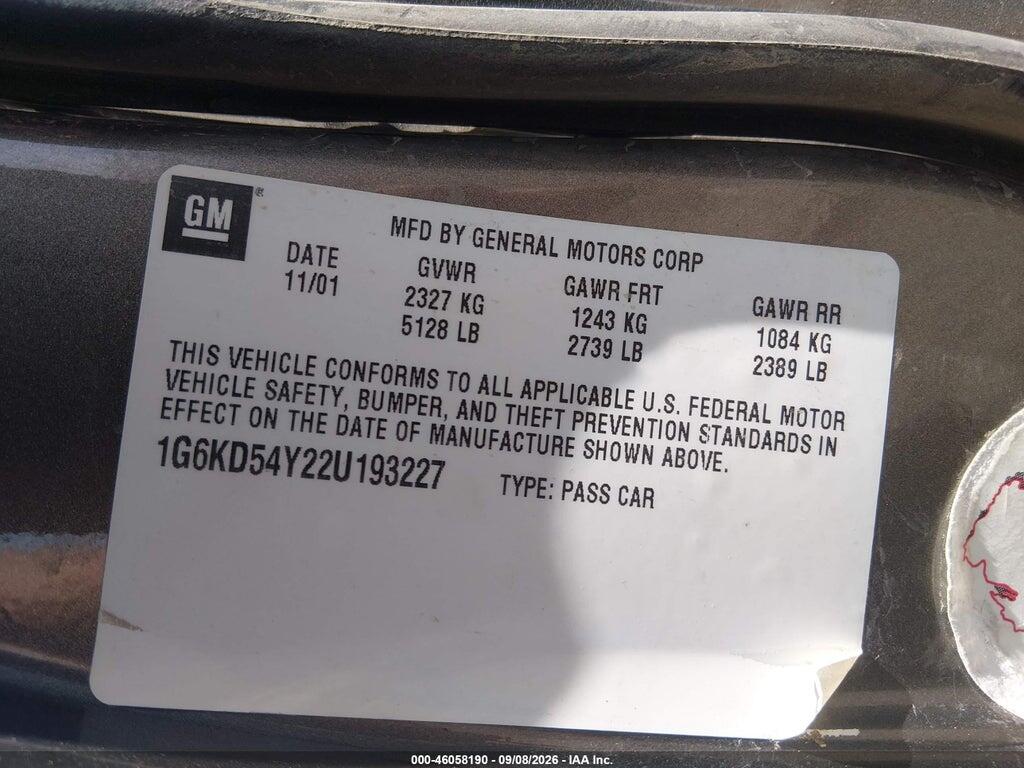 1G6KD54Y22U193227 2002 CADILLAC DEVILLE photo no. 9