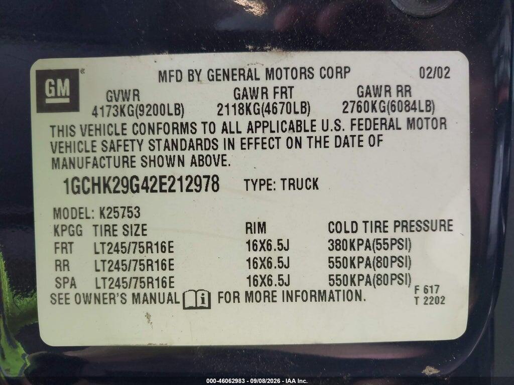 1GCHK29G42E212978 2002 CHEVROLET SILVERADO 2500HD photo no. 9