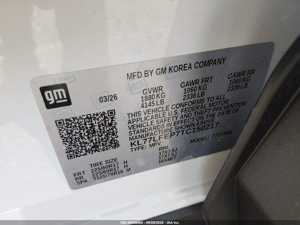 KL77LFEP7TC150217 2026 CHEVROLET TRAX photo no. 9