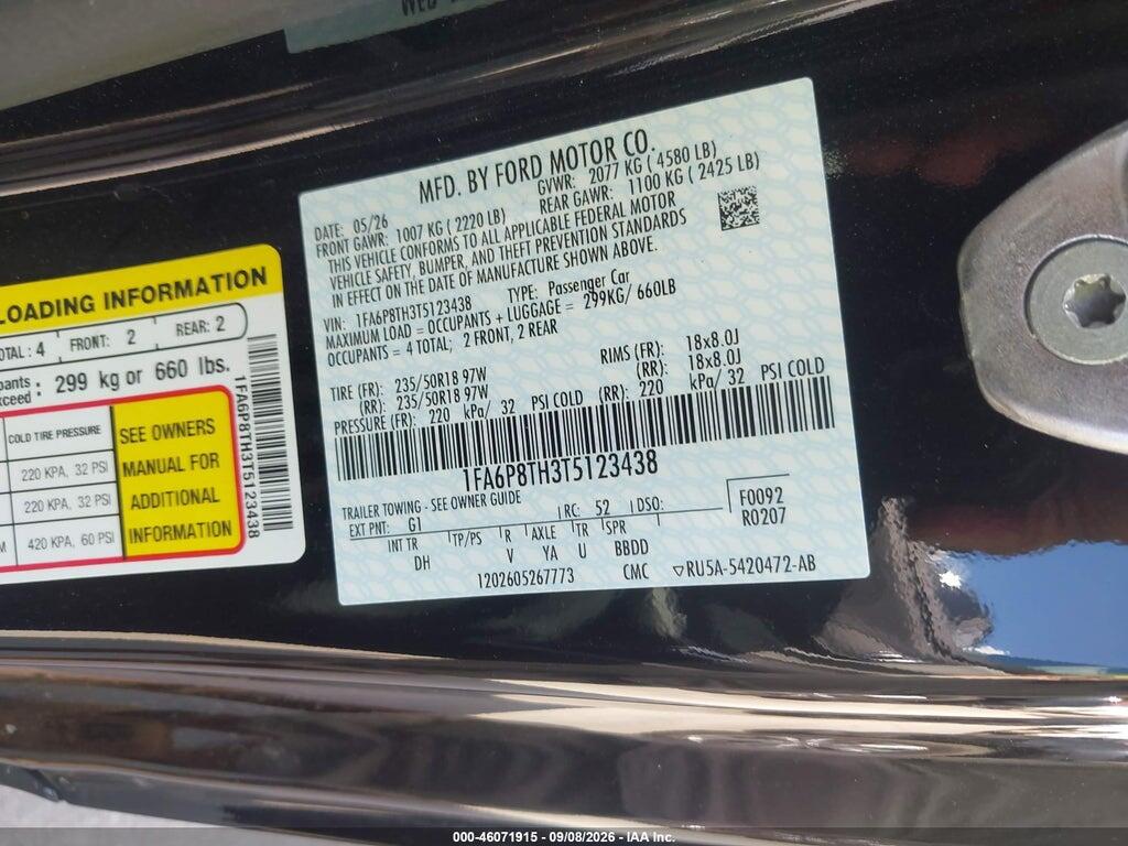 1FA6P8TH3T5123438 2026 FORD MUSTANG photo no. 9