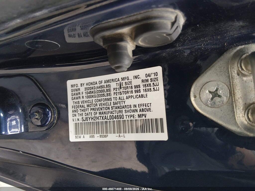 5J6YH2H7XAL004690 2010 HONDA ELEMENT photo no. 9