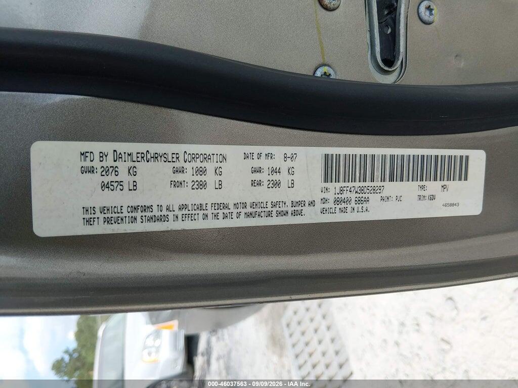 1J8FF47W38D528297 2008 JEEP COMPASS photo no. 9
