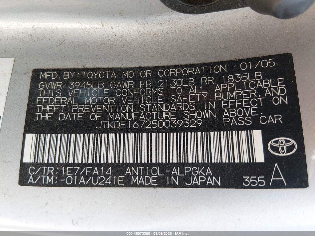 JTKDE167250039329 2005 SCION TC photo no. 9