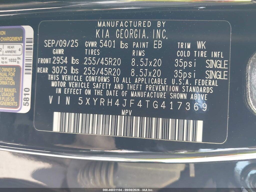5XYRH4JF4TG417369 2026 KIA SORENTO photo no. 9