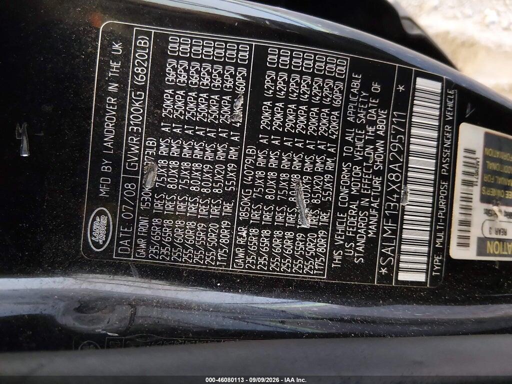 SALMF134X8A295711 2008 LAND ROVER RANGE ROVER photo no. 9